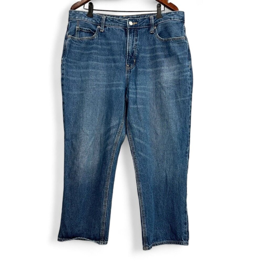 Old Navy Jeans Women 14 Blue Cropped Straight Leg High Rise Medium Wash Casual